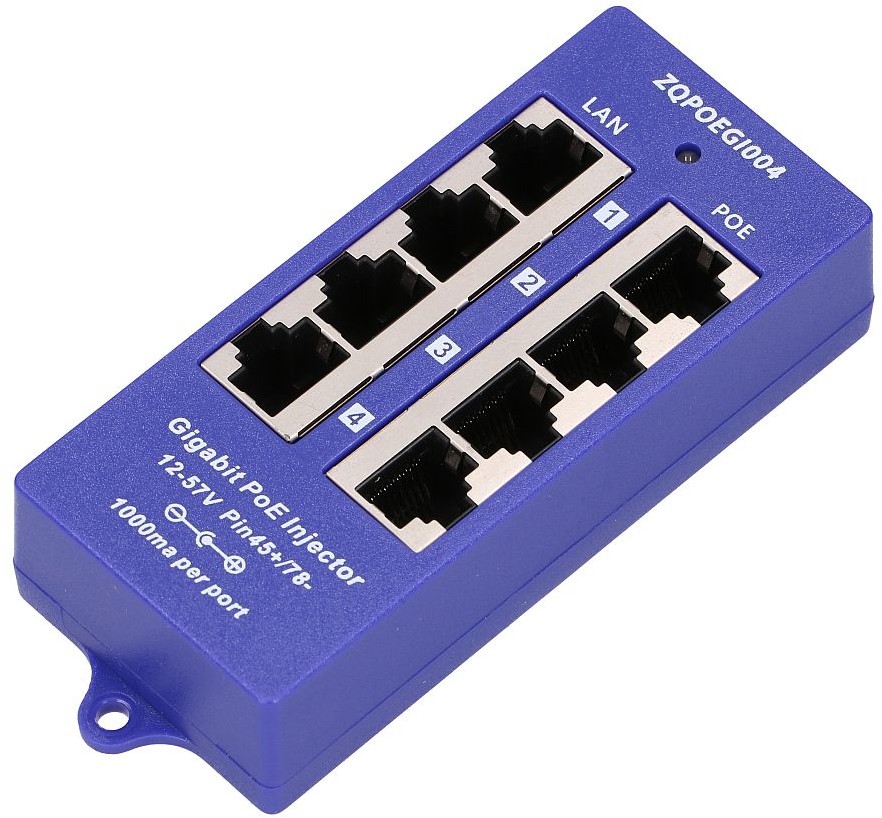 Extralink 4 portos 802.3af PoE injektor, gigabites, 18v~57v DC